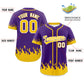 Custom Purple Gold Personalized Flame Graffiti Pattern Authentic Baseball Jersey Limited