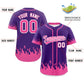 Custom Purple Pink Personalized Flame Graffiti Pattern Authentic Baseball Jersey Limited
