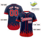 Custom Navy Red Personalized Flame Graffiti Pattern Authentic Baseball Jersey Limited