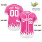Custom Pink White Personalized Flame Graffiti Pattern Authentic Baseball Jersey Limited