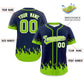 Custom Navy Neon Green Personalized Flame Graffiti Pattern Authentic Baseball Jersey Limited