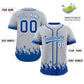 Custom Gray Royal Personalized Flame Graffiti Pattern Authentic Baseball Jersey Limited