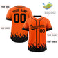 Custom Orange Black Personalized Flame Graffiti Pattern Authentic Baseball Jersey Limited