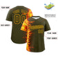 Custom Olive Personalized 3D Flame Design Authentic Baseball Jersey Limited