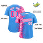 Custom Powder Blue Personalized 3D Flame Design Authentic Baseball Jersey Limited
