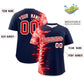Custom Navy Personalized 3D Flame Design Authentic Baseball Jersey Limited