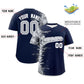 Custom Navy Personalized 3D Flame Design Authentic Baseball Jersey Limited