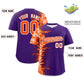 Custom Purple Personalized 3D Flame Design Authentic Baseball Jersey Limited
