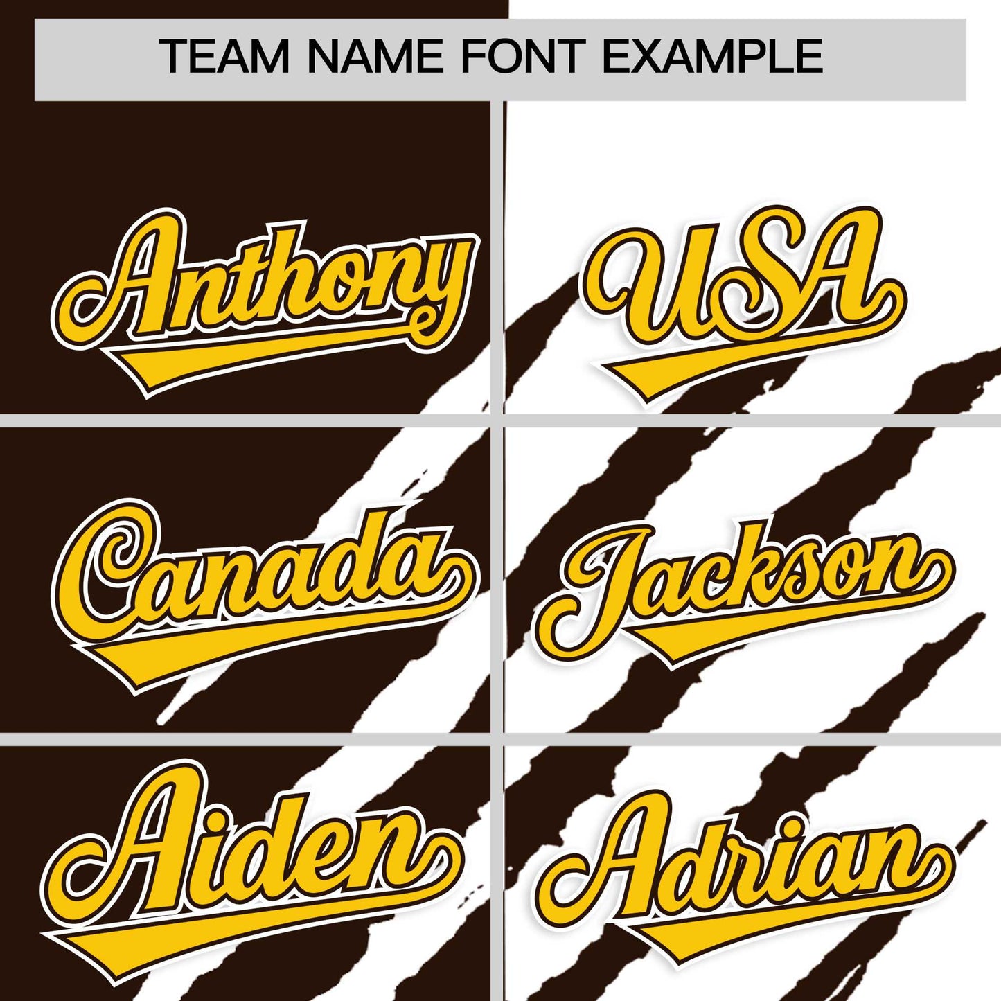 Custom Brown White Split Tiger Claw Scratch Pattern Baseball Jersey Limited