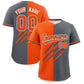 Custom Orange Dark Gray Split Tiger Claw Scratch Pattern Baseball Jersey