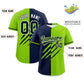 Custom Navy Neon Green Split Tiger Claw Scratch Pattern Baseball Jersey Limited