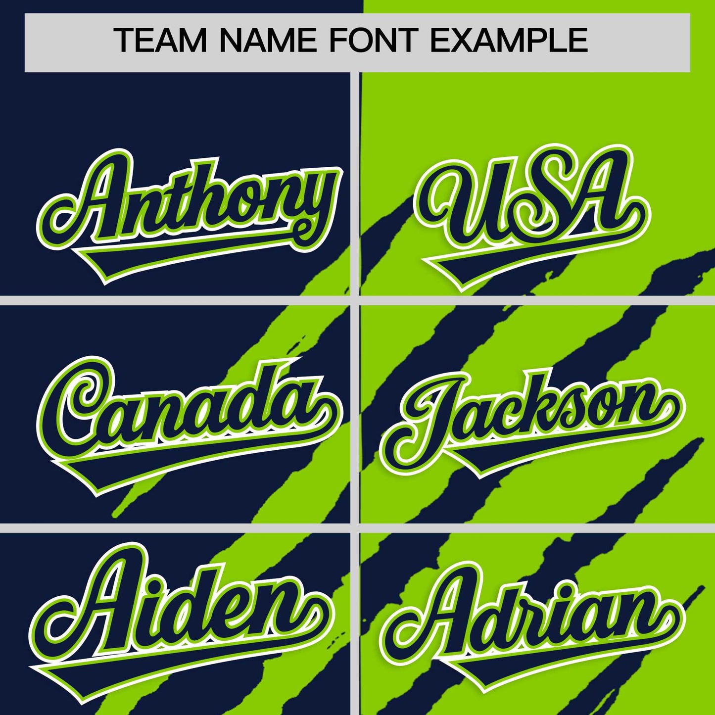 Custom Navy Neon Green Split Tiger Claw Scratch Pattern Baseball Jersey Limited