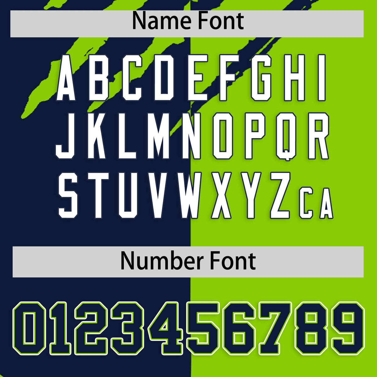 Custom Navy Neon Green Split Tiger Claw Scratch Pattern Baseball Jersey Limited