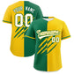 Custom Kelly Green Gold Split Tiger Claw Scratch Pattern Baseball Jersey