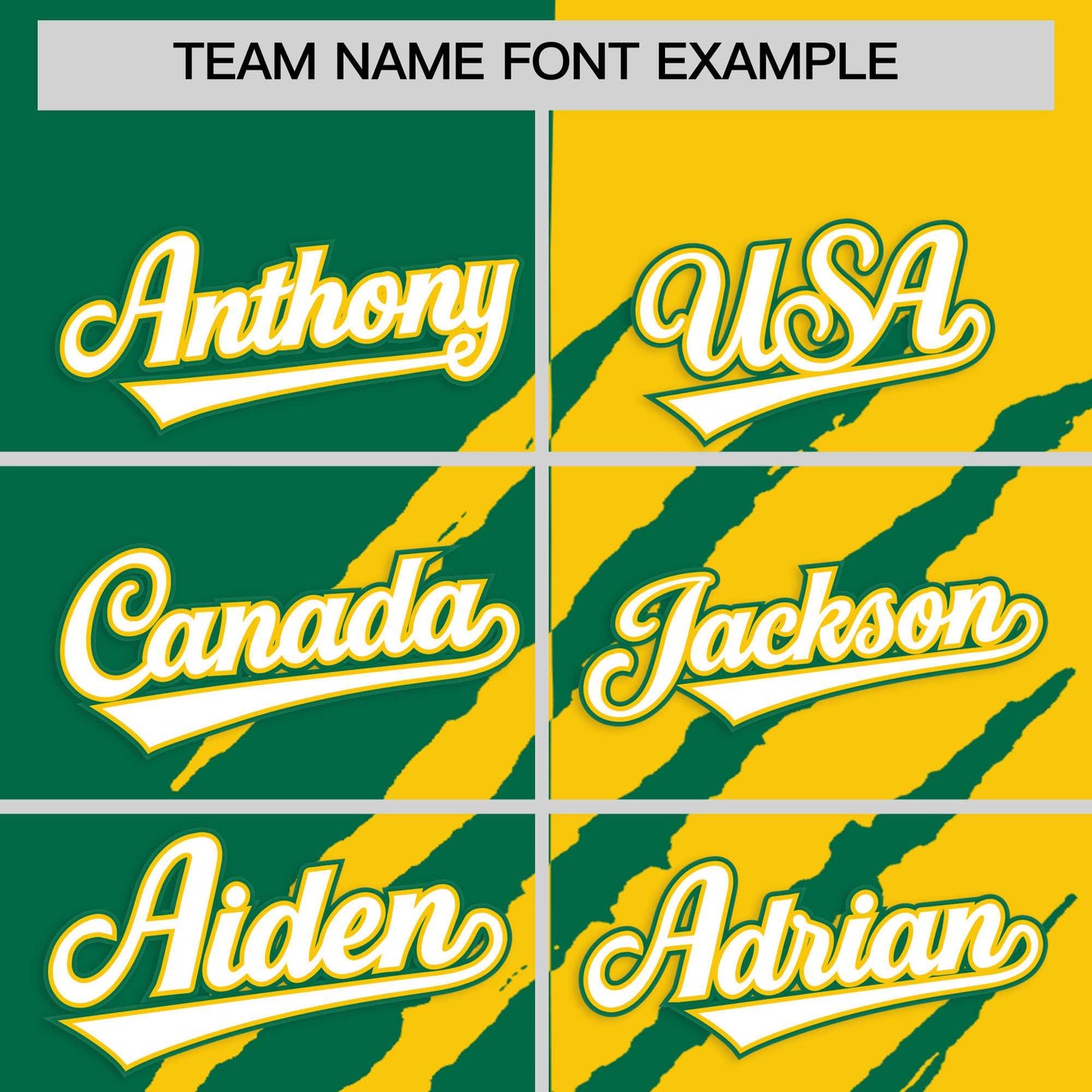 Custom Kelly Green Gold Split Tiger Claw Scratch Pattern Baseball Jersey Limited