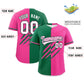 Custom Kelly Green Pink Split Tiger Claw Scratch Pattern Baseball Jersey Limited