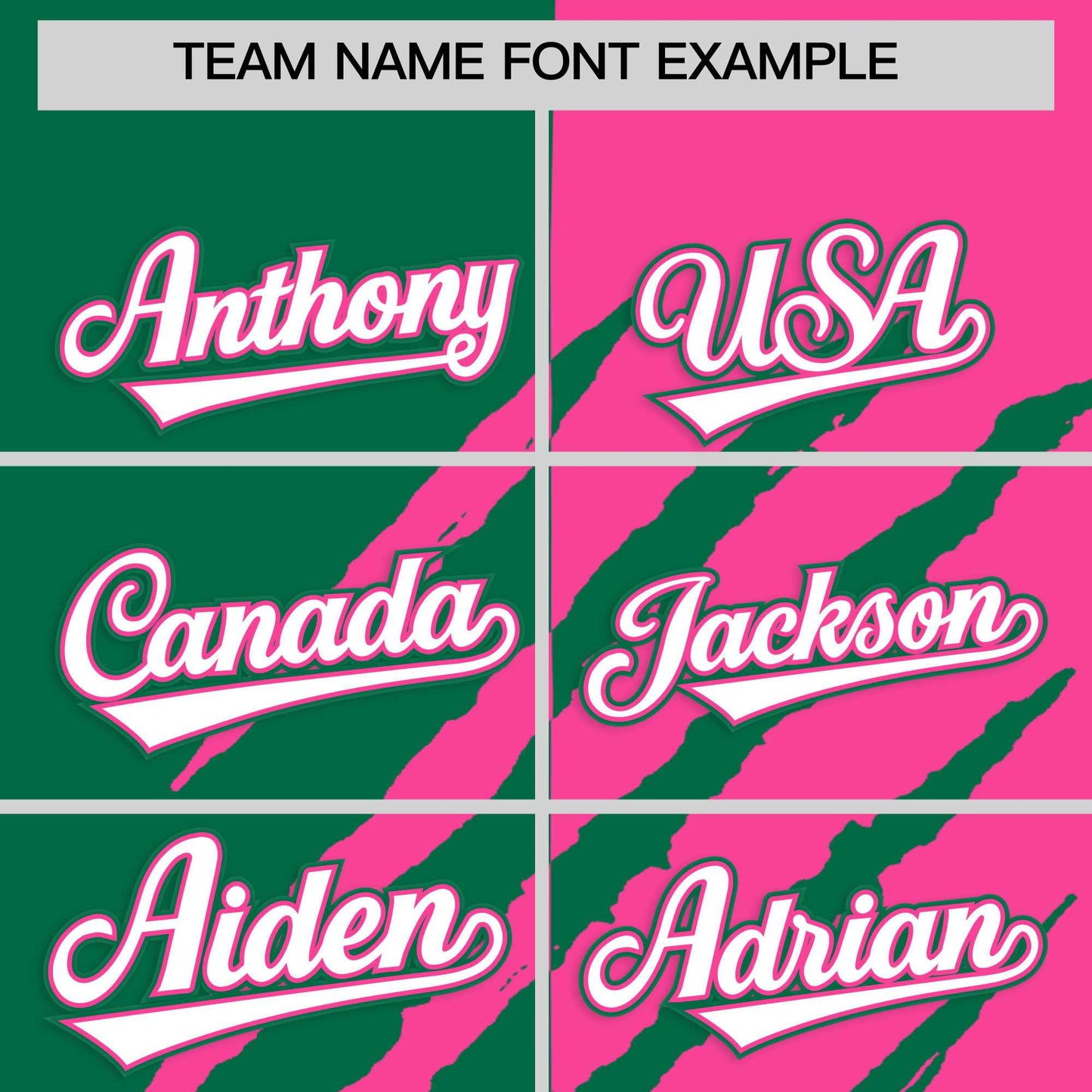 Custom Kelly Green Pink Split Tiger Claw Scratch Pattern Baseball Jersey Limited