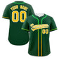 Custom Green Gold Personalized Gradient Ribbed Design Authentic Baseball Jersey