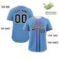 Custom Light Blue Black Personalized Gradient Ribbed Design Authentic Baseball Jersey Limited