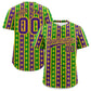Custom Purple Kelly Green Gold Personalization Stripe Mardi Gras Authentic Baseball Jersey