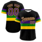 Custom Black Purple Kelly Green Gold Personalization Mardi Gras Authentic Baseball Jersey