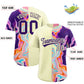 Custom Cream Split Fashion Fluid Pattern Authentic Baseball Jersey Limited