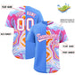 Custom Powder Blue Split Fashion Fluid Pattern Authentic Baseball Jersey Limited