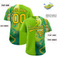 Custom Neon Green Split Fashion Fluid Pattern Authentic Baseball Jersey Limited