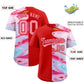 Custom Red Split Fashion Fluid Pattern Authentic Baseball Jersey Limited