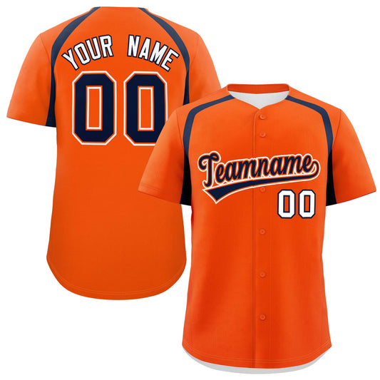 Custom Orange Navy Personalized Color Block Authentic Baseball Jersey