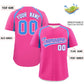 Custom Pink Powder Blue Personalized Color Block Authentic Baseball Jersey Limited