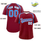 Custom Crimson Powder Blue Personalized Color Block Authentic Baseball Jersey Limited