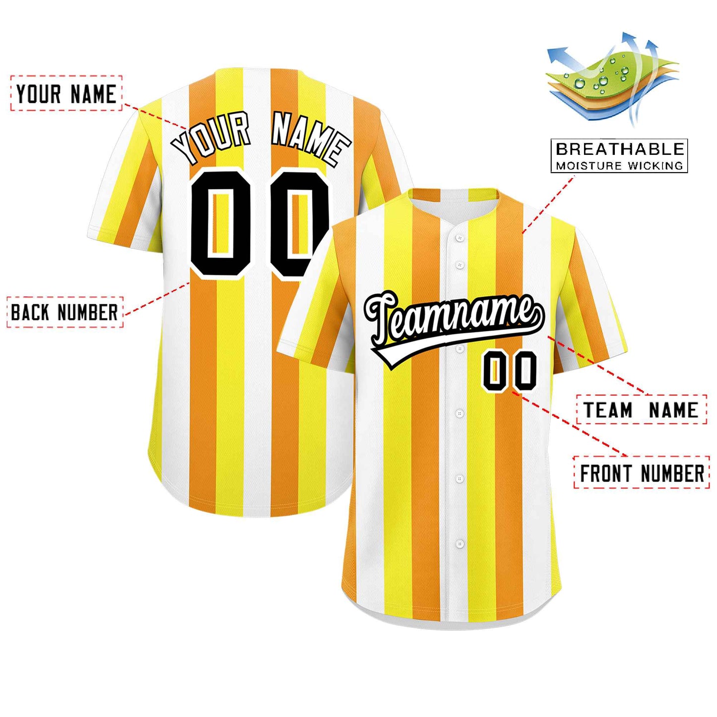 Custom Yellow White-Orange Maverique For Pride Month Color Block Authentic Baseball Jersey Limited