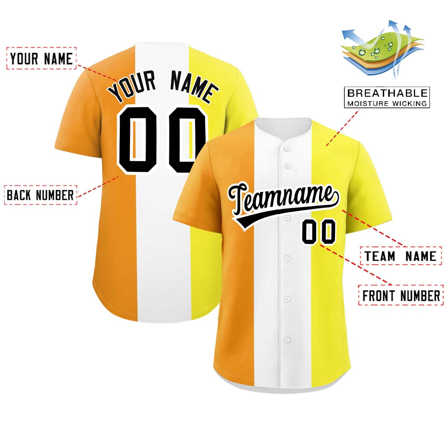 Custom Yellow White-Orange Maverique For Pride Month Color Block Authentic Baseball Jersey Limited