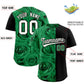 Custom Kelly Green Black Split Rose Print Authentic Baseball Jersey Limited