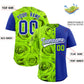 Custom Neon Green Royal Split Rose Print Authentic Baseball Jersey Limited