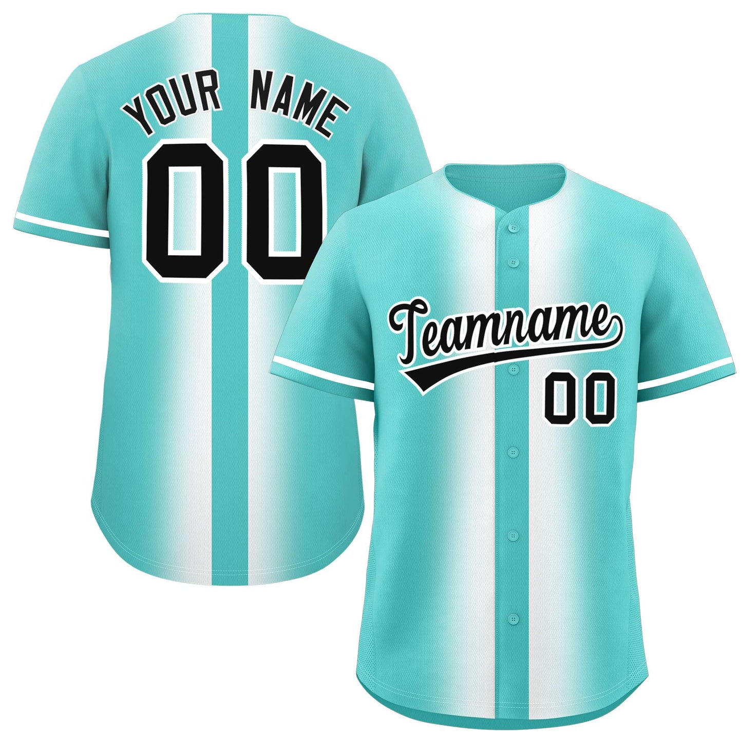 Custom Bright Green White Lapel Gradient Fashion Authentic Baseball Jersey