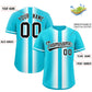 Custom Sky Blue White Lapel Gradient Fashion Authentic Baseball Jersey Limited