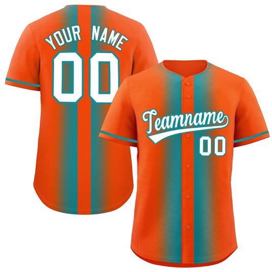 Custom Orange Aqua Lapel Gradient Fashion Authentic Baseball Jersey