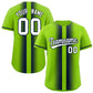 Custom Neon Green Navy Lapel Gradient Fashion Authentic Baseball Jersey