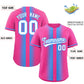 Custom Pink Powder Blue Lapel Gradient Fashion Authentic Baseball Jersey Limited
