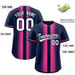 Custom Navy Pink Lapel Gradient Fashion Authentic Baseball Jersey Limited