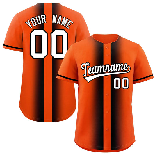 Custom Orange Black Lapel Gradient Fashion Authentic Baseball Jersey