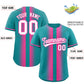 Custom Aqua Pink Lapel Gradient Fashion Authentic Baseball Jersey Limited