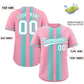 Custom Light Pink Bright Green Lapel Gradient Fashion Authentic Baseball Jersey Limited
