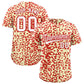 Custom Cream Red Leopard Print Pattern Authentic Baseball Jersey
