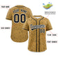 Custom Old Gold Black Personalized Star Graffiti Pattern Authentic Baseball Jersey Limited