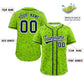 Custom Neon Green Navy Personalized Star Graffiti Pattern Authentic Baseball Jersey Limited