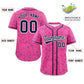 Custom Pink Navy Personalized Star Graffiti Pattern Authentic Baseball Jersey Limited