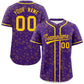 Custom Purple Gold Personalized Star Graffiti Pattern Authentic Baseball Jersey